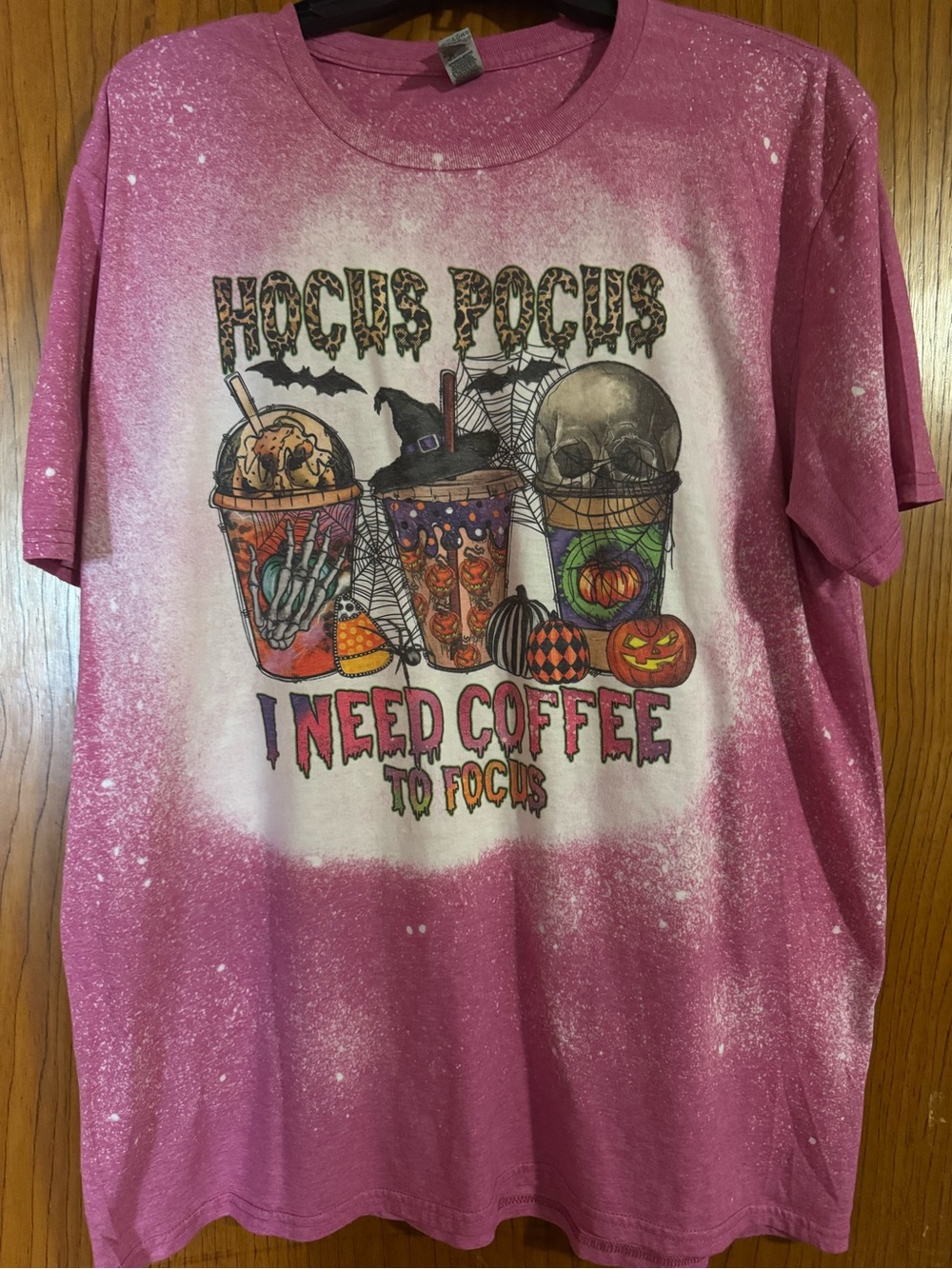 Bleached pink Hocus Pocus Coffees Shirt XL